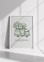 Affiche illustrée contemporaine du bus Sotrama au coeur de Bamako décoration salon